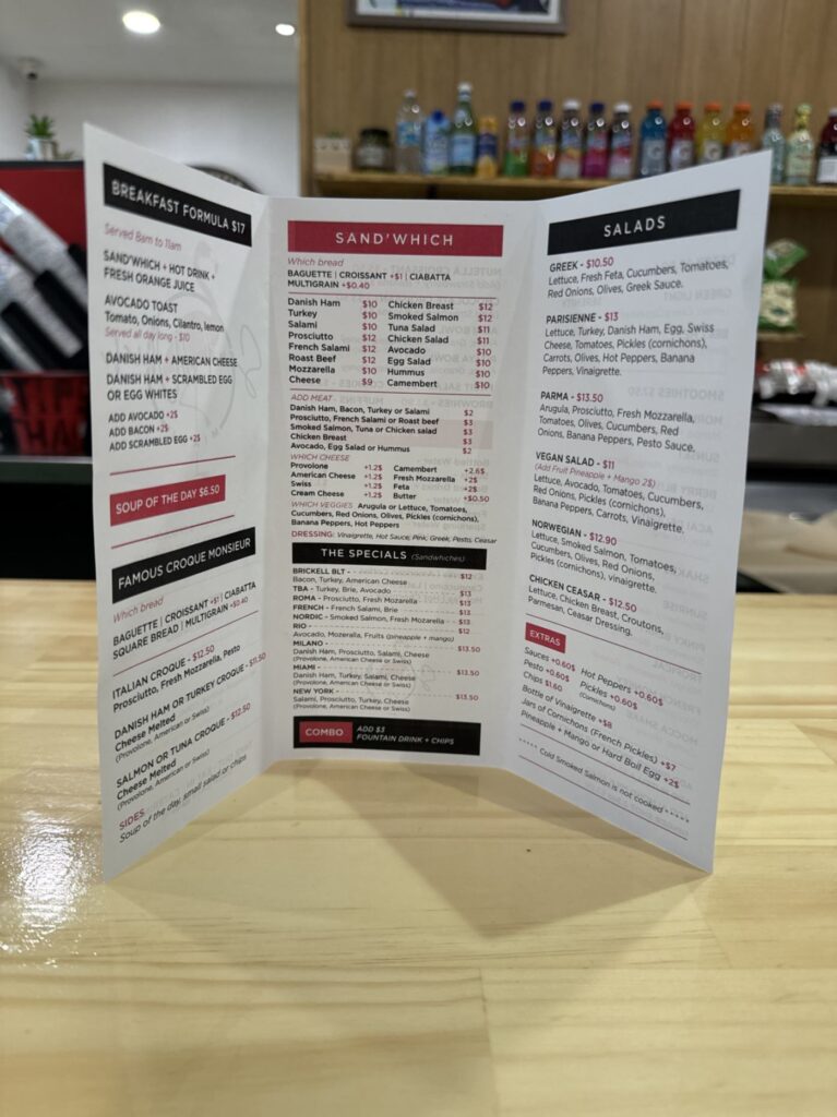 Sandwich Miami Brickell Menu 1