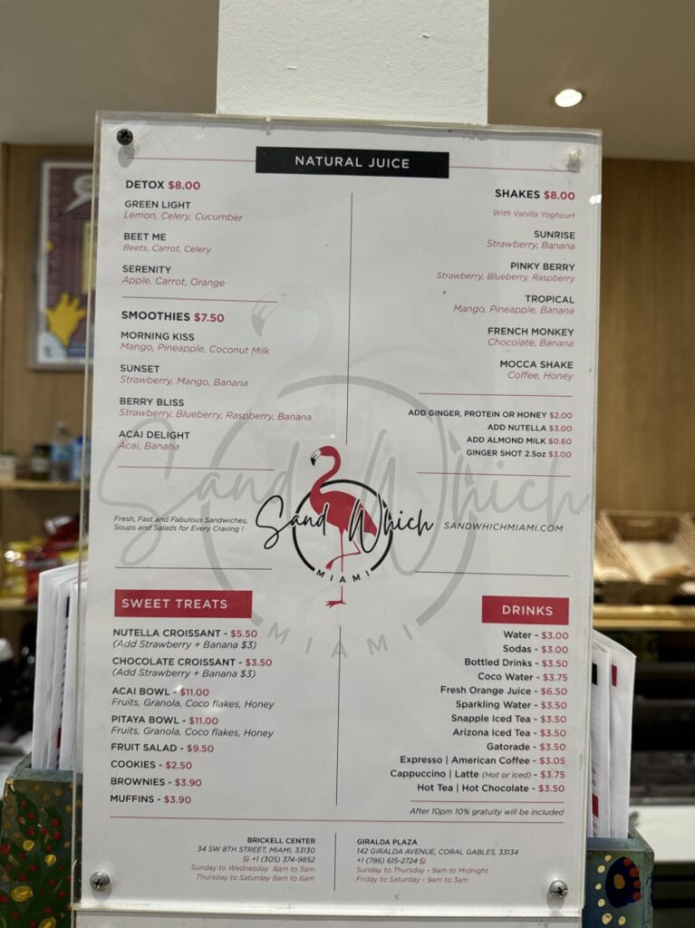 Sandwich Miami Brickell Menu 2