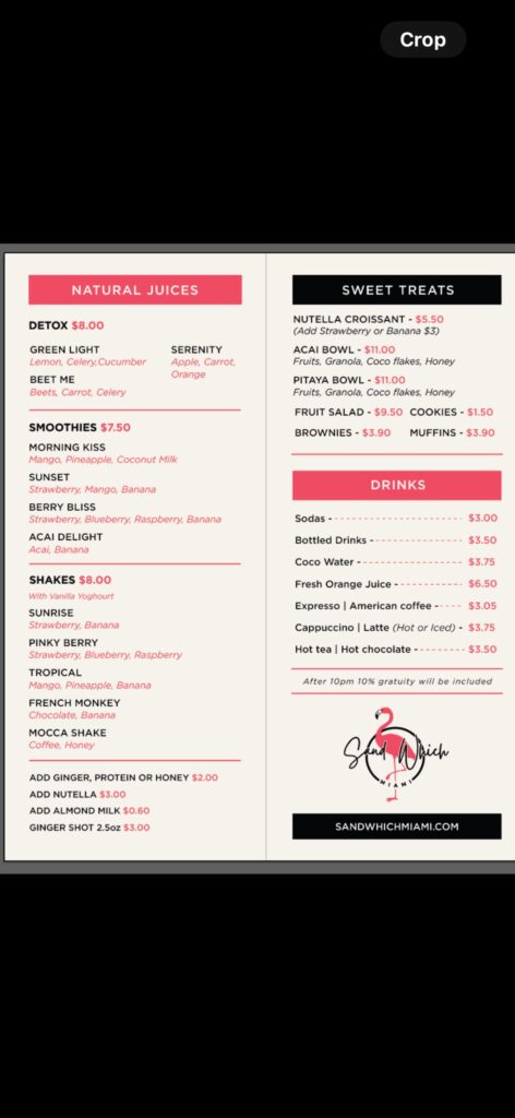 Sandwich Miami Brickell Menu 3