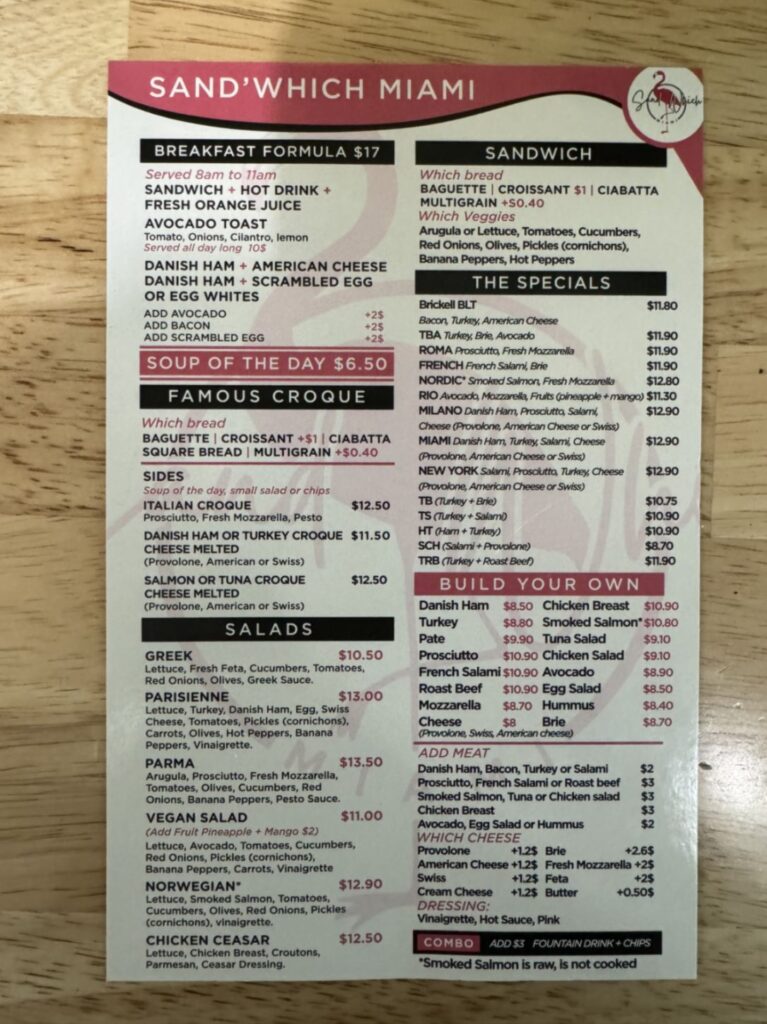 Sandwich Miami Brickell Menu 5