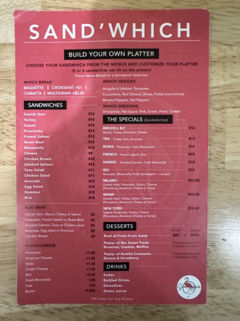 Sandwich Miami Brickell Menu 6